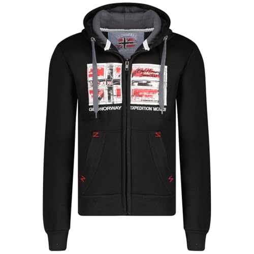 Geographical Norway Ginam Men Sudadera con Capucha, Noir Gris Fonce, XXL para Hombre