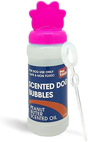 2 X 120 ml Blowing Bubbles for Dogs that contains SCENTED in BEEF and PEANUT BUTTER for Pet Interactive Play (BEEF, 2 X Pink (240 ml))