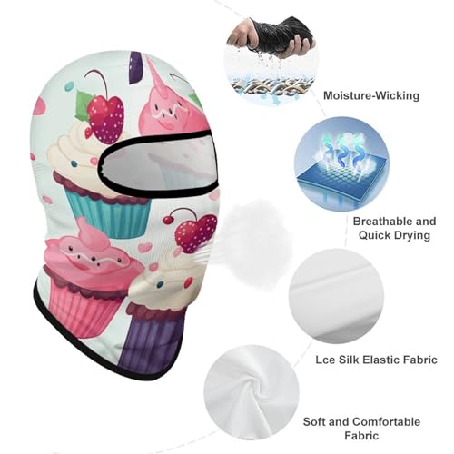 Balaclava para hombre, máscara facial de invierno con diseño de cupcakes, corazones y dulces, para ciclismo, esquí y actividades al aire libre miniatura 3