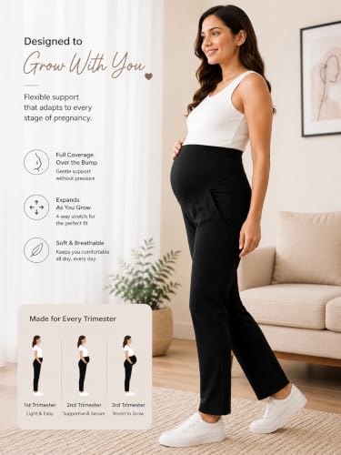 Image of MomToBe Women's Straight Fit Mid Rise Trouser