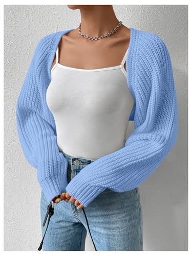 Image of Verdusa Women's Y2k Cropped Cardigan Sweaters Lightweight Knit Open Front Bolero Shrugs Spring Fall Outfits