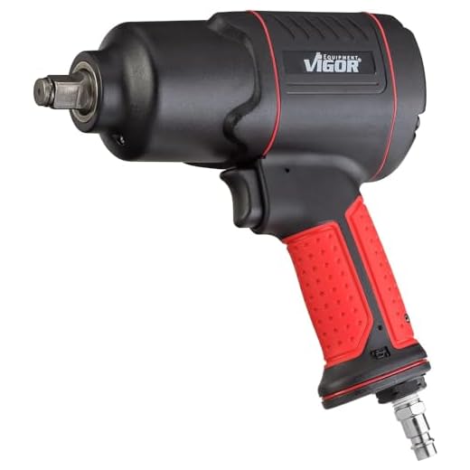ViGOR Llave de impacto de aire comprimido V4800, par de apriete máx. 1200 Nm, cuadradillo 12,5 mm (1/2 pulgada), llave de aire comprimido de baja vibración para apretar y aflojar tornillos