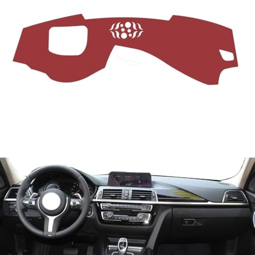 Leather Dash Board Cover mat Compatible with BMW 3 Series/GT (HUD 2013-2019，Anti-Slip,Sun Protection Dashboard Cover-red