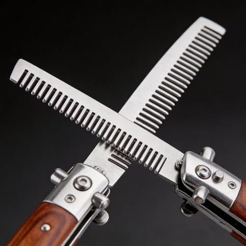 Peine profesional plegable con navaja automática miniatura 4