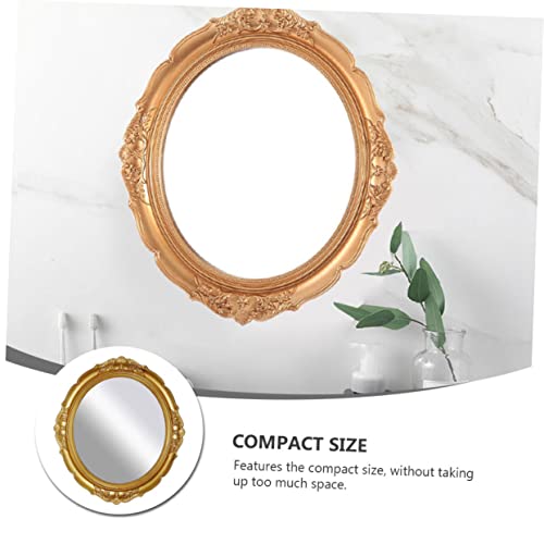 Espejo de maquillaje vintage para pared dorado miniatura 3