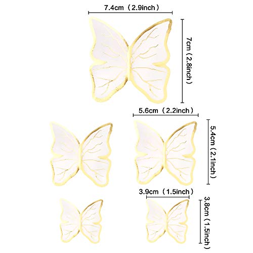 Cyodoos 30Pcs White Gold Edge Mixed Size Lively 3D Butterfly Cupcake Topper For Girls Women's Happy Birthday Wedding Party Cake Wall Party Food Decorations #TOP1