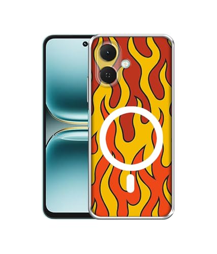 Image of Case Cover for Tecno Spark Go 2 4G Blazing Flames Magnetic Ring Design (Not Magnetic Compatible) | UV Printed Soft TPU Shockproof Back Case for Tecno Spark Go 2 4G
