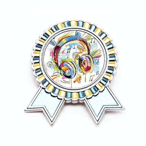 Broche casque de musique colorée en métal M bijou de veste original