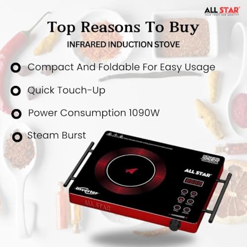 Image of 2200W Infrared Cooktop Stove, Digital Display, Touch Control, Infrared Hot Plate