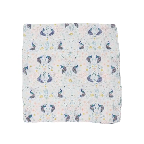 Image of Little Unicorn Deluxe Swaddle | Single | 100% Rayon Muslin from Bamboo | Super Soft | Newborns and Infants | Large 47 inch x 47 inch | Machine Washable (Peacock)