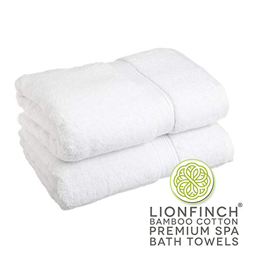 LionFinch Premium Bath Towels- Bamboo and Cotton- 2 Count. Extra Large 70 inches