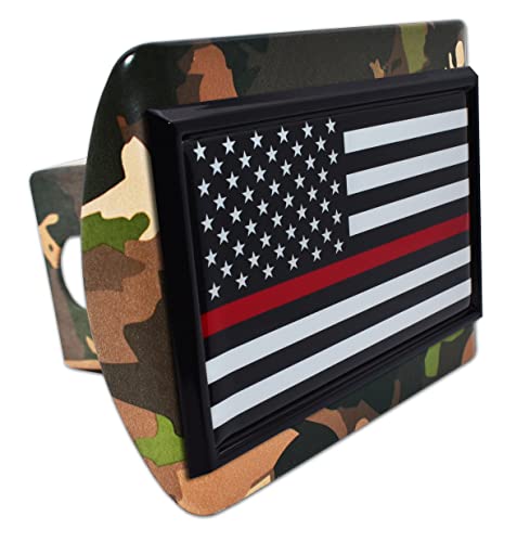 Elektroplate Firefighter All Metal Woodland Camo Hitch Cover for Trucks and SUVs | Fits Standard 2