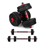 wuuhoo® Kurzhantelset Arni – 2er Set Hantel 30mm, Kurzhantel & Langhantel mit Gewichten 10kg bis 40kg, extra Lange Verbindungsstange - Fitnessgerät aus Kunststoff für Zuhause 15 kg (schwarz)