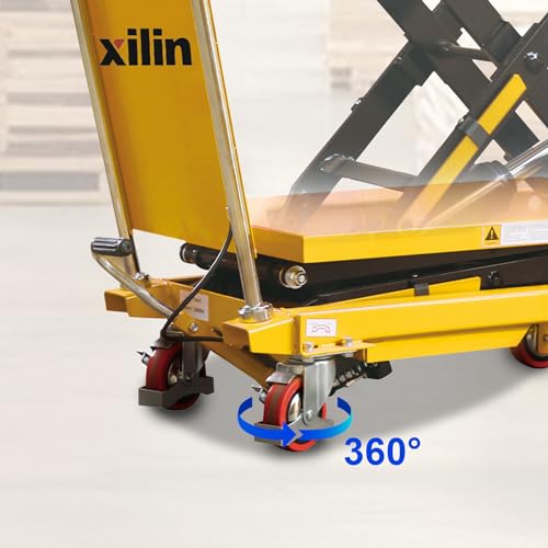 Xilin Hydraulic Lift Table Cart, Manual Double Scissor Lift Table 330lbs Capacity 43" Lifting Height for Material Handling and Transportation - Thumbnail 4