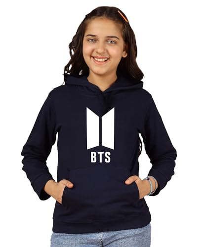 Image of KYDA KIDS Girls Cotton Hooded Sweatshirt | Regular Fit Full Sleeves Winter Wear Hoodies