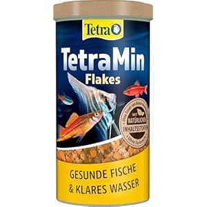 TetraMin Flakes – Fischfutter in Flockenform für alle Zierfische, ausgewogene Mischung für gesunde Fische und klares Wasser, 1 L Dose