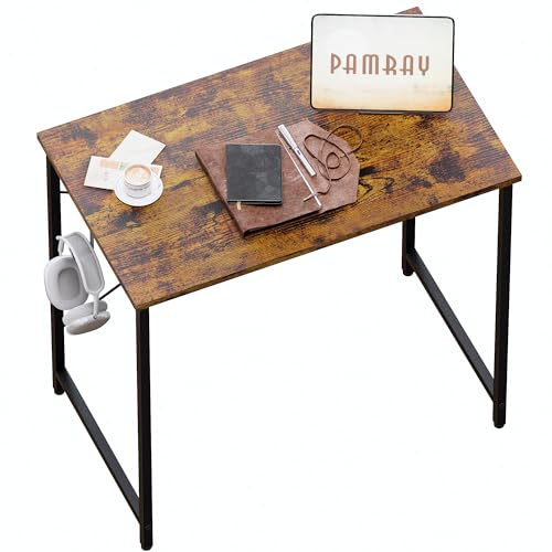 Image of Pamray 23 Inch Computer Desk for Small Spaces, Home Office Work Desk with Headphone Hook, Small Office Desk Study Writing Table