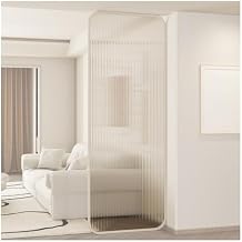 Wall Room Divider, Translucent Glass Room Divider with Metal Frame, Tempered Glass Shower Wall Panels for Home Office DecorativeWhite-B,80x120cm