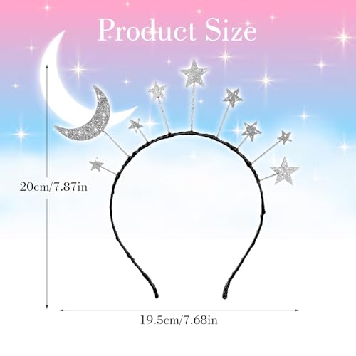 InnoHHustle Tiara de cabeça de lua e estrela com glitter, acessório para mulheres, meninas, aniversá