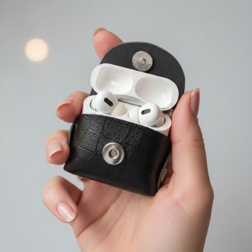 Premium PU Leather Earbuds Case Cover with Keychain, Protective Wireless Earbuds Charging Case Holder, Portable Storage Pouch-image-13