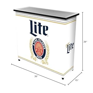 Trademarkglobalmillerliteretro2shelfportablebarwhite Urban Country Home Decor Trademark global miller lite retro 2 shelf portable bar white urban country home decor