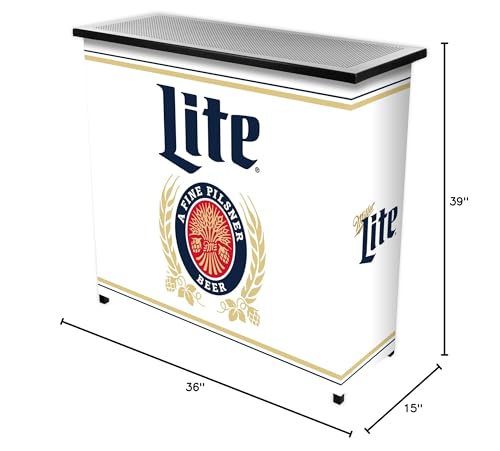 Trademarkglobalmillerliteretro2shelfportablebarwhite Urban Country Home Decor Trademark global miller lite retro 2 shelf portable bar white urban country home decor