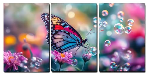 Tableaux sur toile papillon prets a accrocher pour habiller un mur vide salon
