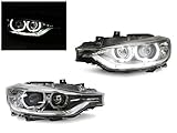 Black LED Angel Eyes Halo Rings Projector Headlight by DEPO Fit For 2012-2015 BMW F30 / F31 3 Series 4D Sedan / 5D Wagon Halogen Models