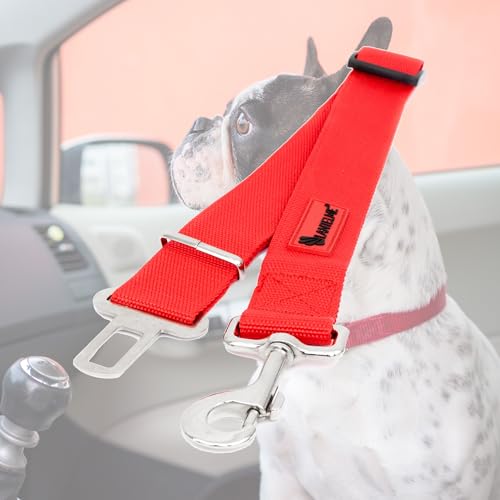 Lantelme Hunde Auto Sicherheitsgurt Adapter XL ausziehbar 60cm bis 95cm Extra Breit und Stark | Gurtadapter Nylon Farbe Rot für Autogurt KFZ Wohnmobil Fahrzeug Auto | Für große Hunde Tiertransport