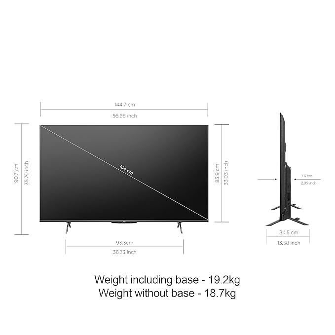 Image of Vu 164 cm (65 inches) The GloLED Series 4K Smart LED Google TV 65GloLED (Grey)