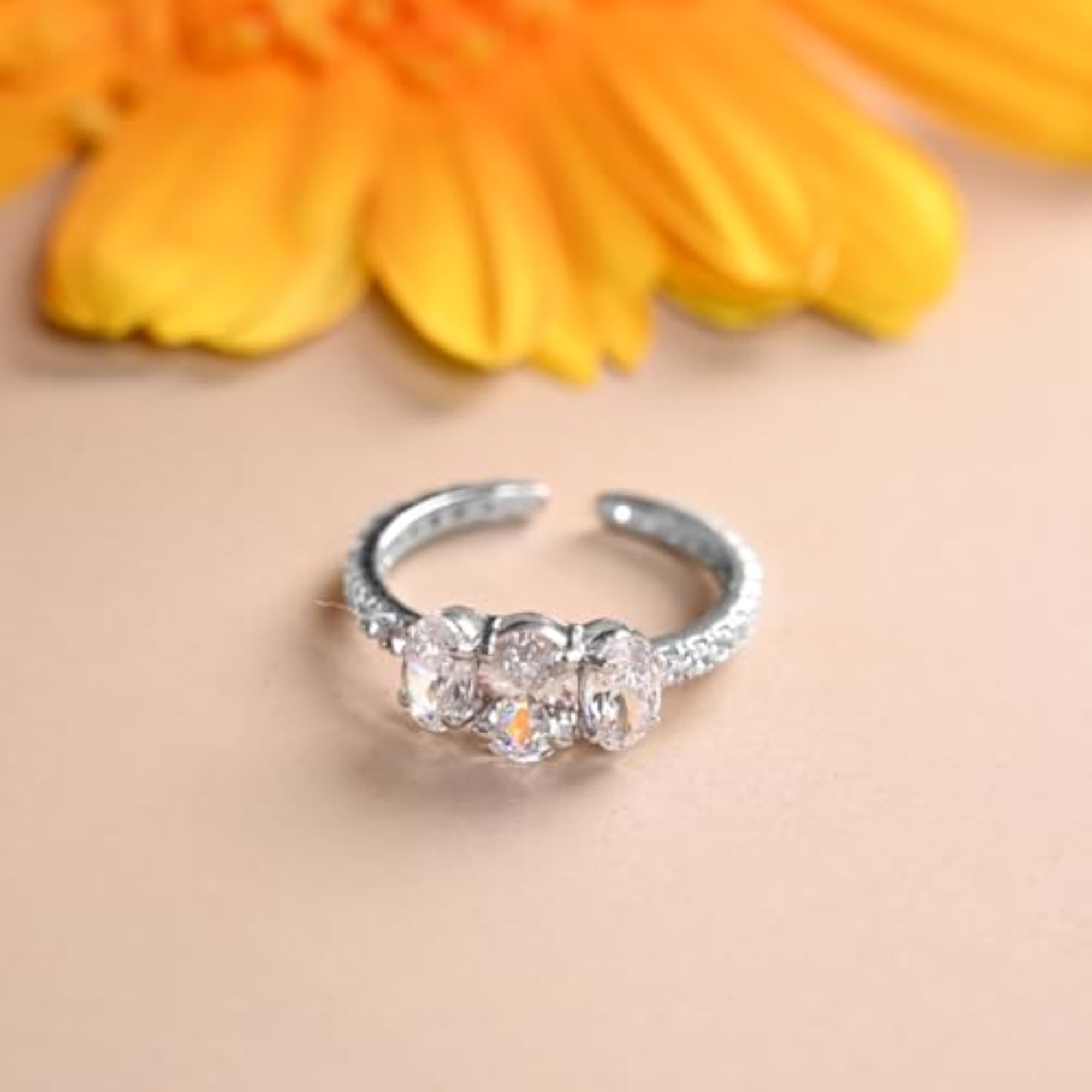 Women's Pure 925 Sterling Silver Eloise Three Oval Finger Ring