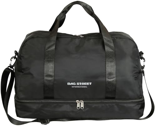 Bag Street - Große Reisetasche Sehr Leichter Weekender für Reise Kurztrip Sport mit Nassfach/Schuhfach - Schwarz