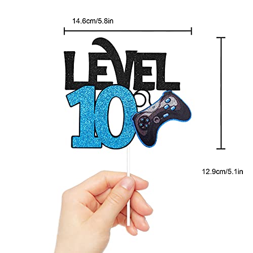Level 10 Game Birthday Cake Topper - Video Game Boy's 10Th Birthday Level Up Party Blue Cake Supplies - Game On Winner Gaming Party Decoration #TOP3