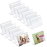 DiiWmme 12Pcs Mini Acrylic Sign Holder, L Shape Price Tag Display Stand, Slanted Brochure and Photo Frame Holder for Restaurant Menu, Office Desk, Shopping Malls, Transparent Flyer Stand (2*3inch)