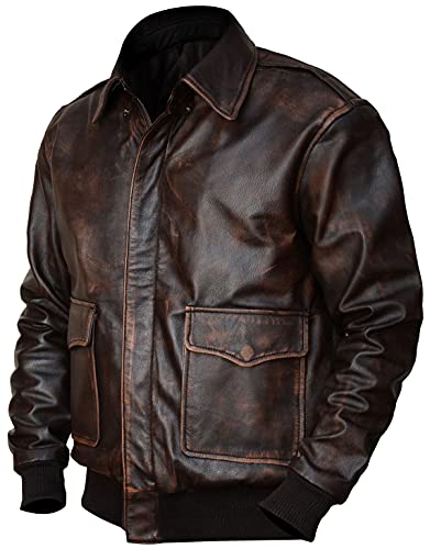 Air Force A-2 Leather Bomber Jacket Men - G1 Cockpit Pilot WW2 Genuine Leather A2 Distressed Biker Jacket Men3