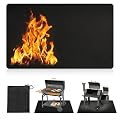 65" x 48" Under Grill Mats for Outdoor Grill, Fireproof Grill Protector Pad, Waterproof, Oil-Proof, Indoor Fireplace/Fire Pit Mat, Reusable Indoor Fireplace Pad,Easy to Clean (Black, 48 * 65 inch)