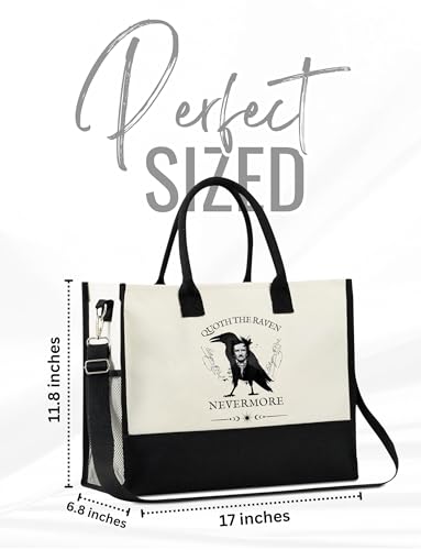 Bolso Tote para mujer Edgar Allan Poe con cierre y correa miniatura 4