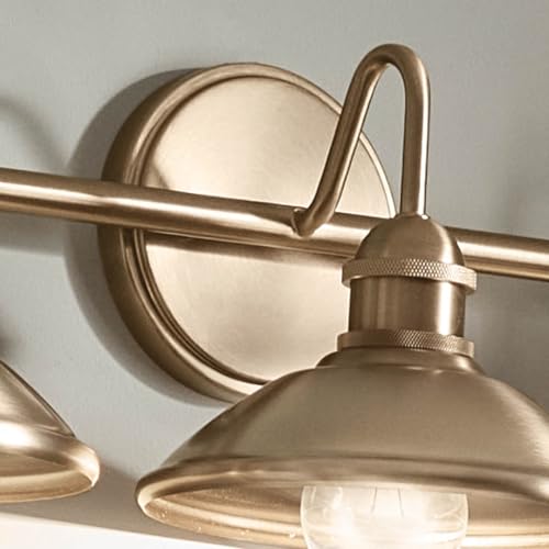 Image of Kichler Clyde 3 Light Bathroom Vanity in a Rich Champagne Bronze Finish, for Bathrooms, (7.25 inch H x 26.5 inch W x 8.25 inch Ext.), 45945CPZ