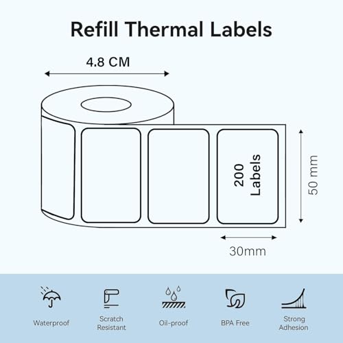 Image of Seznik Thermal Lables, 50mmx30mm Labels, 2 inch Self-Adhesive Thermal Labels for Thermal Printer [Printer NOT Included] (50mmx30mm - 1000 Lables)