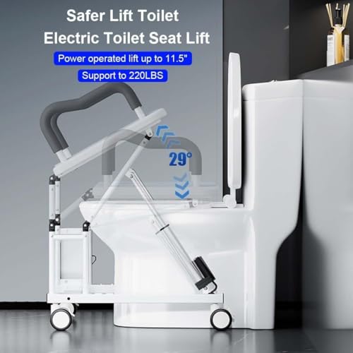 Silla elevadora eléctrica para inodoro con dispositivo asistencial inteligente para pacientes con problemas de movilidad, incluye soporte de pasamanos para ancianos y mujeres embarazadas miniatura 2