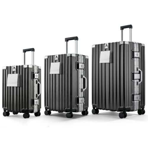 Image of 3-Piece Zipperless Luggage Set, 20 /24 /28 Inch Suitcases | Airline Approved Carry-On 22x14x9, Checked Luggage, 9H PC Hardshell, Aluminum Frame, TSA Lock, 360 Spinner Wheels, Gray