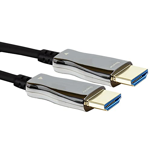 J-Tech Digital HDMI 2.0 Active Fiber Optic Cable 18Gbps 49.2 Feet | 4K 60Hz 4:4:4 HDR10 HDCP 2.2 Unidirectional [JTECH-FCAB154K]