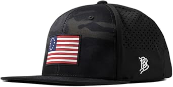 Branded Bills 1776 PVC Flat Performance Hat for Men | Golf Running Baseball Cap