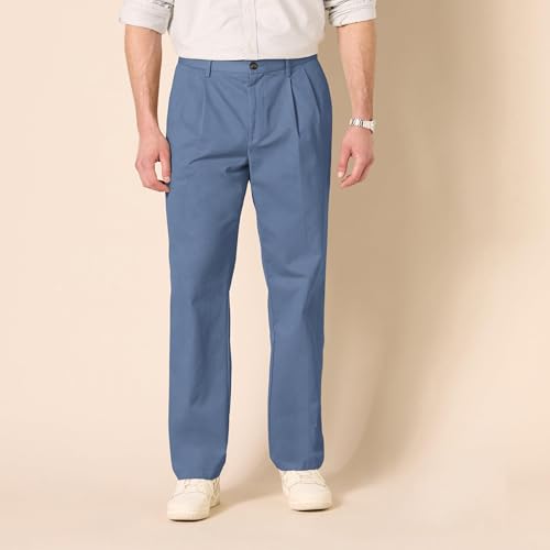 Amazon Essentials Men's Classic-Fit Wrinkle-Resistant Pleated Chino Pant, Indigo Blue, 28W x 30L - image 6