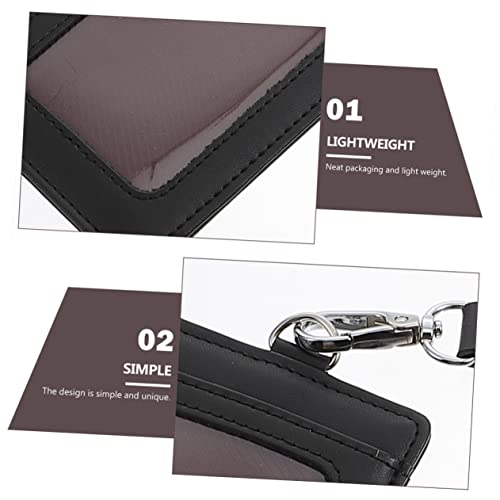 2Pcs Id Cards Holder with Lanyard PU Protective Cover for Staff Students Nurses Lightweight and Portable Design Suitable for Access and Exhibition Cards Black4
