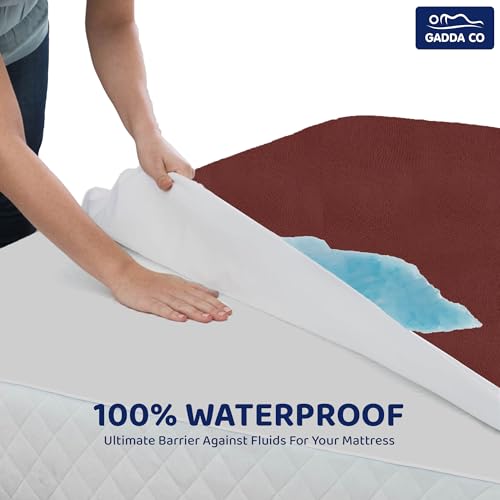 Image of GADDA CO Waterproof Mattress Protector | Ultra Soft Cotton, Breathable & Hypoallergenic Fitted Bed Cover | Fits Up to 10 Inch Mattress | Coffee | King Size 72x84 Inch