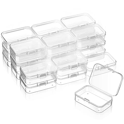 Image of SATINIOR 24 Packs Small Clear Plastic Beads Storage Containers Box with Hinged Lid for Storage of Small Items, Crafts, Jewelry, Hardware(2.5 x 1.7 x 0.8 Inches)