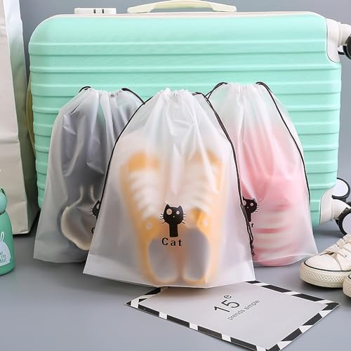 Image of Pristu Shoe Bag Cover for Shoe Storage & Travelling Drawstring Bags Waterproof, White (18)