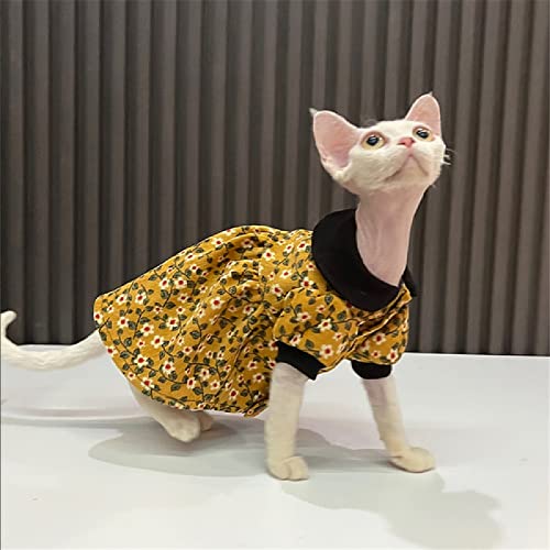 Robe de princesse pour chat sans poils Sphinx jaune taille L+ pour chat nu
