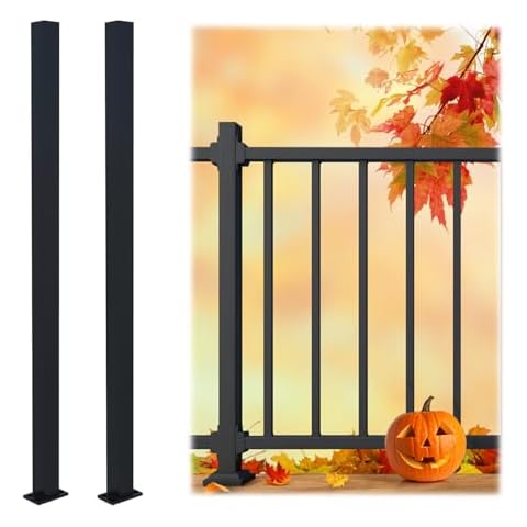 CRH 2X 38" Black Deck Railing Wrought Iron Handrail Post Kit (Top Mount) Cover